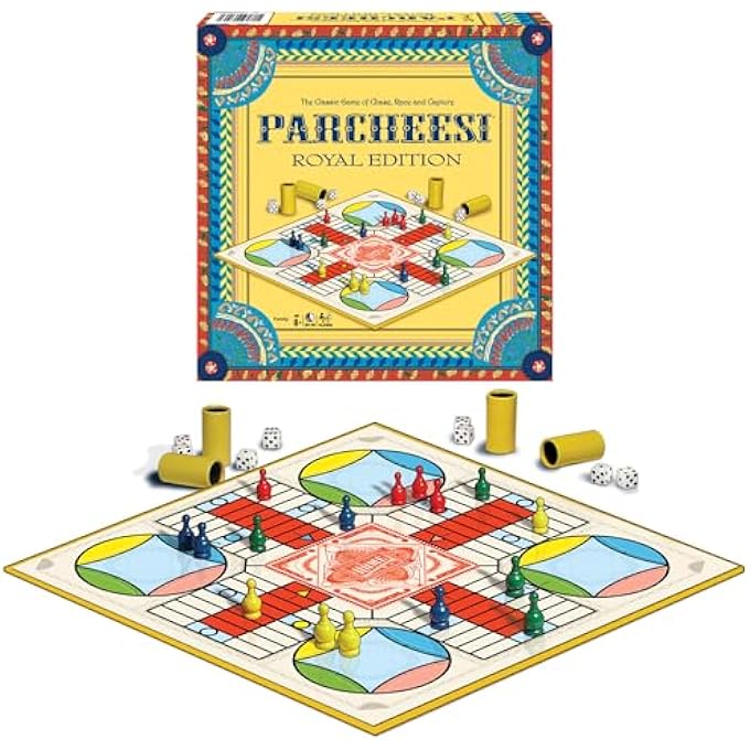 Winning Moves Parcheesi Royal Edition Games USA Classic Family Favorite Featuring Charming Artwork Tokens and dice Cups for 24 Players Ages 8 6106 - Image 1
