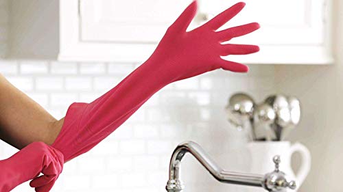 Casabella Premium Waterblock Cleaning Gloves - 6 Pair (12 Gloves) Pink - (Medium) - Image 4