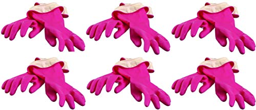 Casabella Premium Waterblock Cleaning Gloves - 6 Pair (12 Gloves) Pink - (Medium) - Image 1