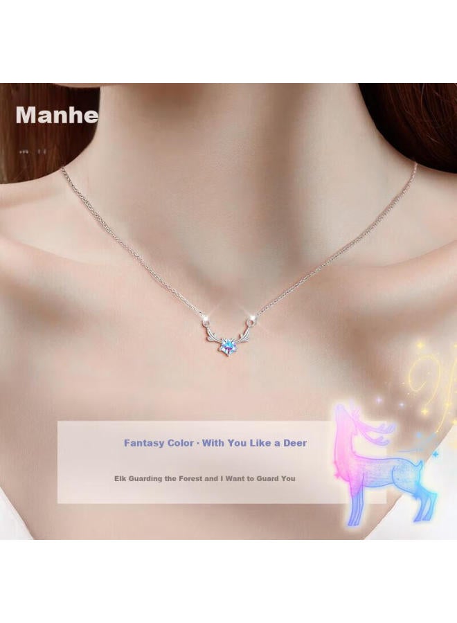 Manhe S925 Silver Necklace For Women, Pendant Collarbone Chain elry, New Year Birthday Gift For Girlfriend Or Wife - Image 1