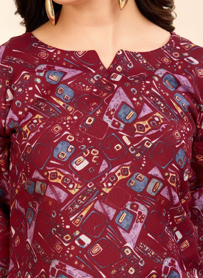 Women Basket Floral Printed Notch Neck Straight Kurta with Trousers for Women - Image 2