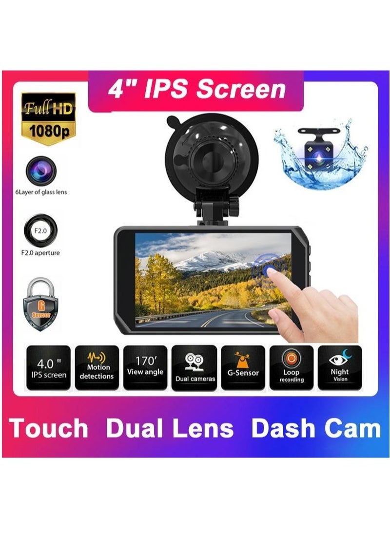 ماركة غير محددة - 4 بوصة سيارة DVR داش كام تسجيل G-sensor 1080P HD عدسة مزدوجة كاميرا فيديو صوت4 بوصة سيارة DVR داش كام تسجيل G-sensor 1080P HD عدسة مزدوجة كاميرا فيديو صوت - Image 1
