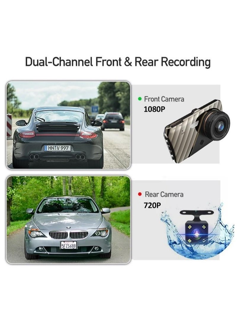 ماركة غير محددة - 4 بوصة سيارة DVR داش كام تسجيل G-sensor 1080P HD عدسة مزدوجة كاميرا فيديو صوت4 بوصة سيارة DVR داش كام تسجيل G-sensor 1080P HD عدسة مزدوجة كاميرا فيديو صوت - Image 1