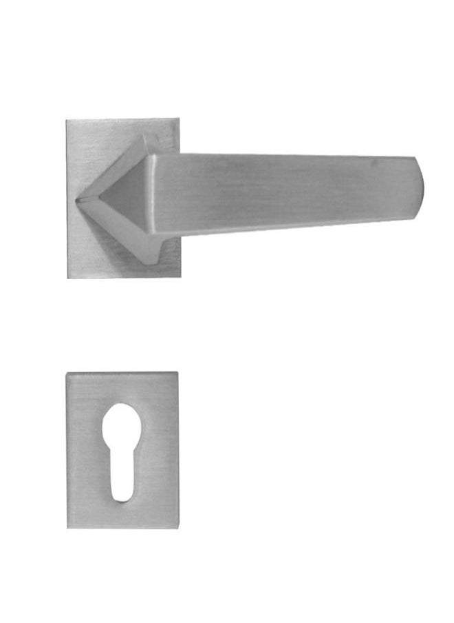 AHRAM Al-Ahram Rosette Cylinder Door Handle Set Sicuro Joya Square – Nickel Matt  - Image 1