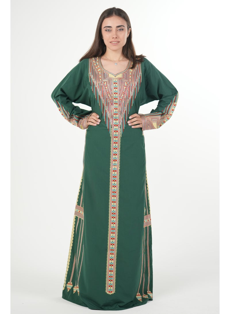 البنت الشرقية جلابية نسائية مطرزة مع حزام على الخصر - Image 1