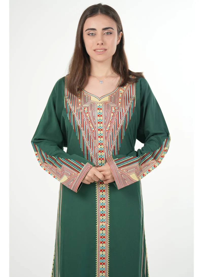 AL BENT AL SHARQIEH printed round neck jalabiya dress
