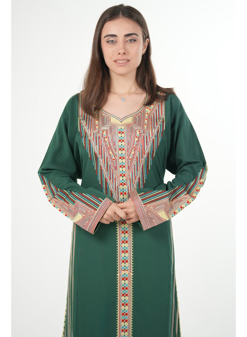 البنت الشرقية جلابية نسائية مطرزة مع حزام على الخصر - Image 2