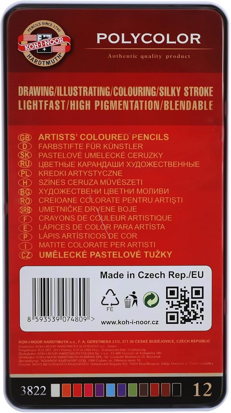 KOH-I-NOOR Set Of 12 Artist’S Coloured Pencils Polycolor - Image 2