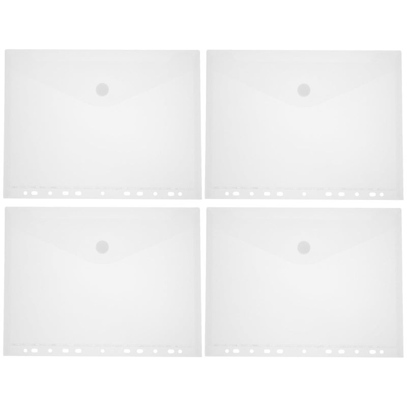 A4 PVC Sticker Button File Folders 4Pcs with Pocket for Document Organizing - Image 2