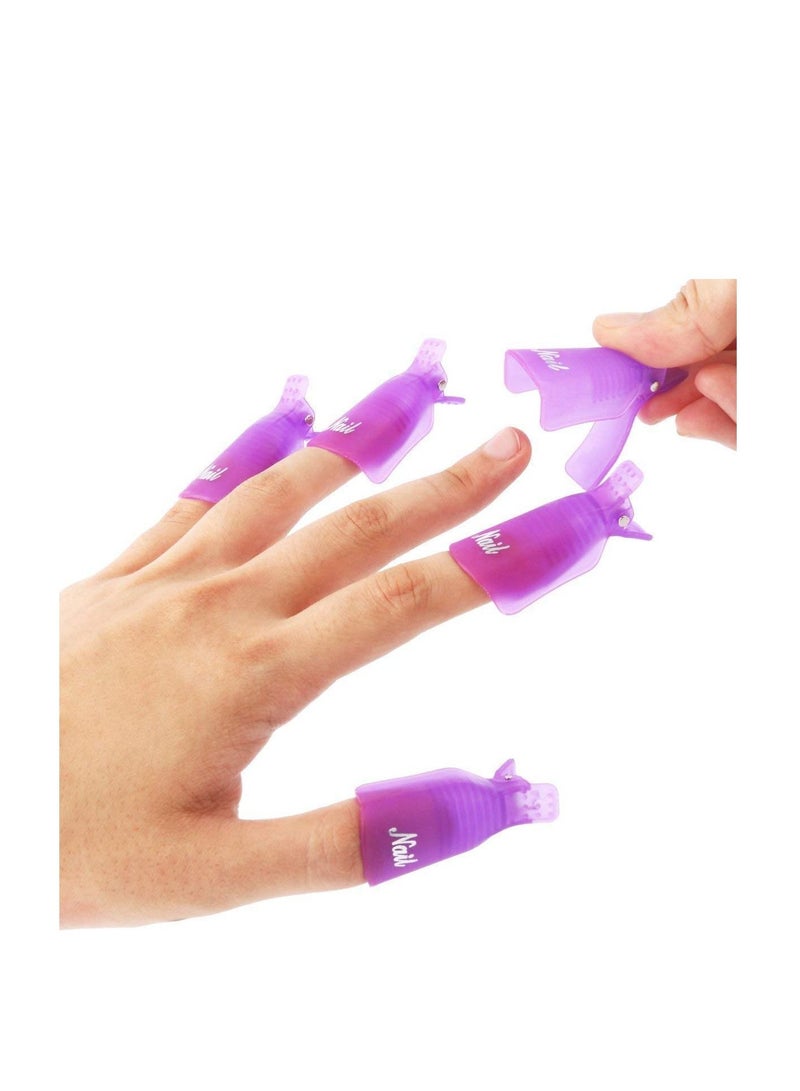 Excefore 20PC Plastic Acrylic Nail Art Soak Off Cap Clip UV Gel Polish Remover Wrap Tool，Nail Polish Remover Clips（Purple,White） - Image 3