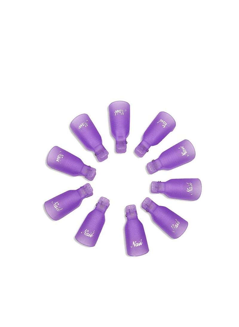 Excefore 20PC Plastic Acrylic Nail Art Soak Off Cap Clip UV Gel Polish Remover Wrap Tool，Nail Polish Remover Clips（Purple,White） - Image 5