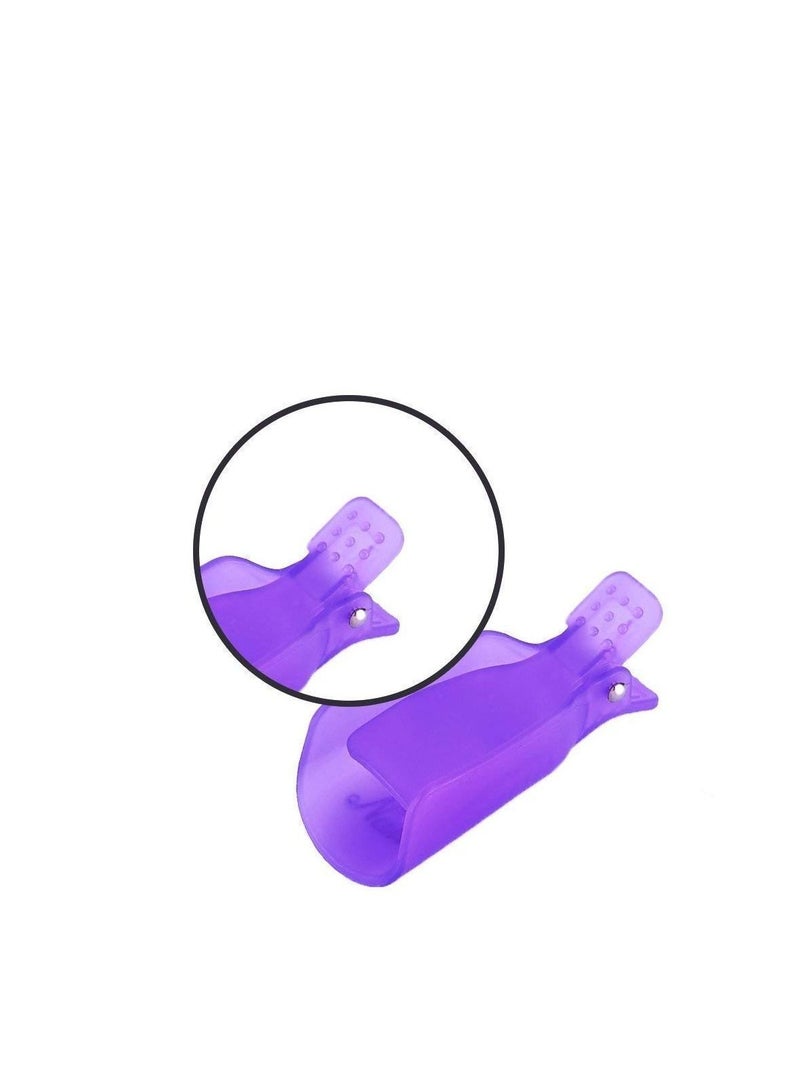 Excefore 20PC Plastic Acrylic Nail Art Soak Off Cap Clip UV Gel Polish Remover Wrap Tool，Nail Polish Remover Clips（Purple,White） - Image 4
