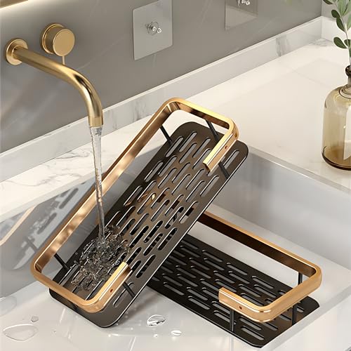 MorivaHomes Multipurpose Self-Adhesive Aluminium Bathroom Wall Mounted Storage Organizer Shelf Holder/Rack/Bathroom Accessories (Pack of 1, Gold) - Image 4