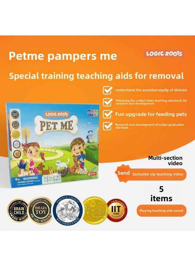 MathForLove Math Checkers Math Training Dot Card Parent-child Interactive Puzzle Board Game-Color:【Pet Me Pamper Me】Special Training For Division 6 Years Old+  - Image 1