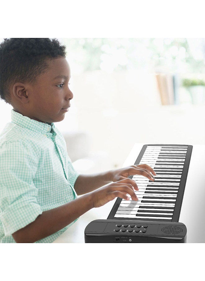 49 Keys Roll Up Piano with Built-in Speaker 16 Tones 6 Demos Supports Recording Sustain Headphone Jack Silent Hand Roll Piano Flexible Silicone Electronic Keyboard