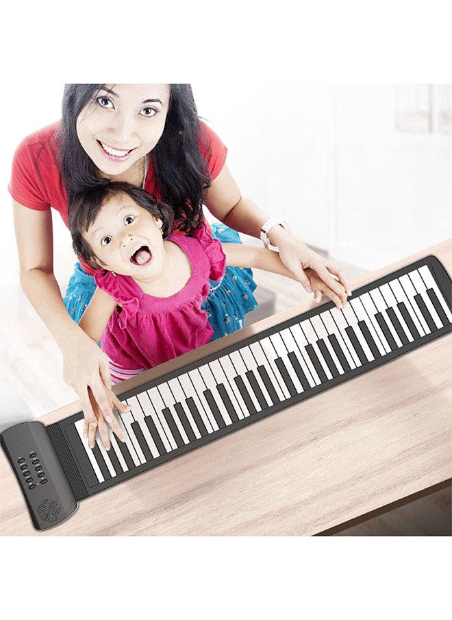 49 Keys Roll Up Piano with Built-in Speaker 16 Tones 6 Demos Supports Recording Sustain Headphone Jack Silent Hand Roll Piano Flexible Silicone Electronic Keyboard