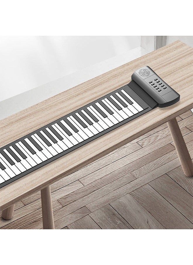 49 Keys Roll Up Piano with Built-in Speaker 16 Tones 6 Demos Supports Recording Sustain Headphone Jack Silent Hand Roll Piano Flexible Silicone Electronic Keyboard