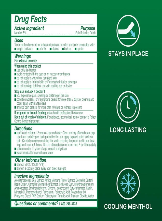 Biofreeze Large Pain Relief Patches, Menthol Pain Patches for Lower Back, Neck, Knee, & Shoulder, Comfortable & Flexible Fabric Stays in Place, FSA Eligible, 5 ct - Image 5