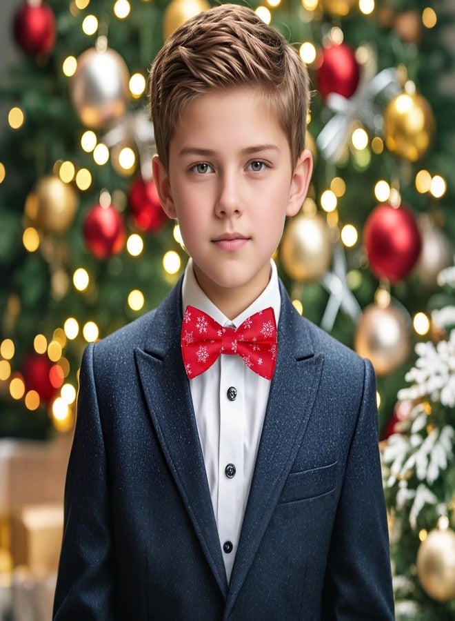 Bskifnn Kids Bow Tie Christmas Bow Tie Adjustable Neck Bowtie for Kids Wedding Party Christmas ﻿ (Red/Snowflake) - Image 5