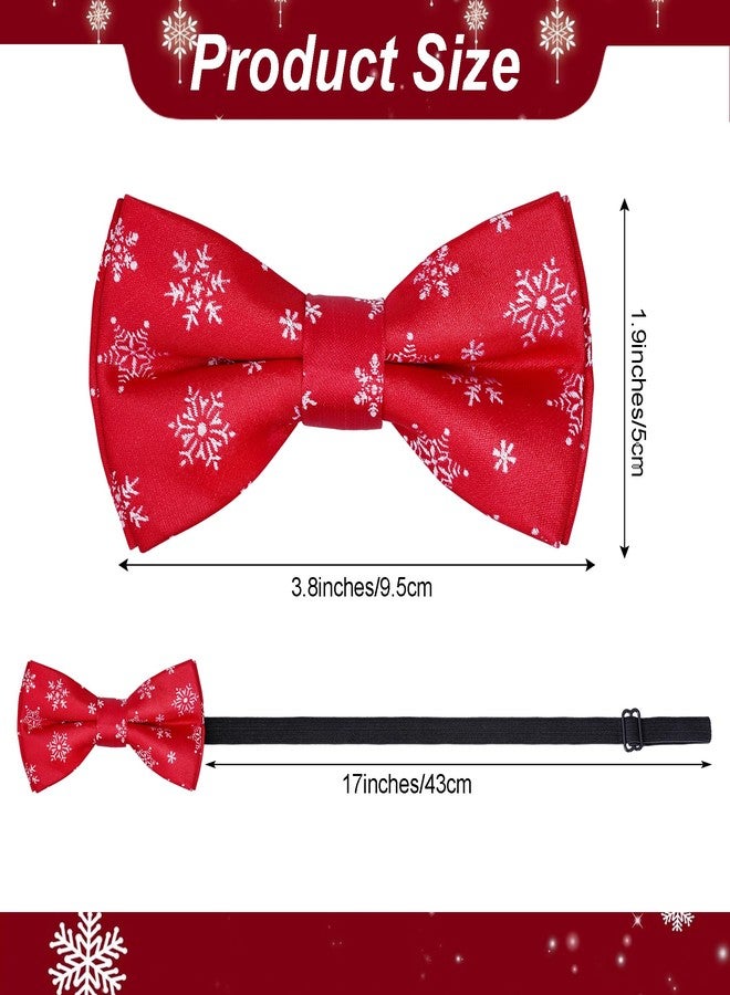 Bskifnn Kids Bow Tie Christmas Bow Tie Adjustable Neck Bowtie for Kids Wedding Party Christmas ﻿ (Red/Snowflake) - Image 2