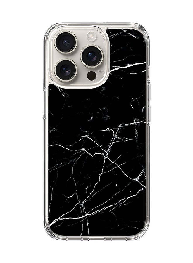 Stylizedd For iPhone 16 Pro Case [Compatible with MagSafe] Slim Magnetic cover Clear Phone Case - Marble Print Black - Image 1