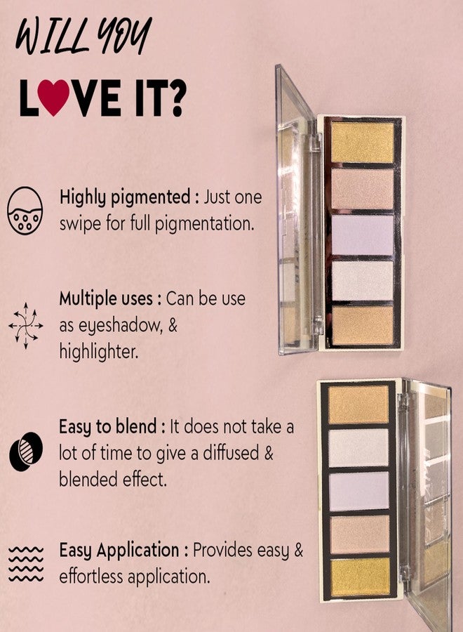 JUST GOLD Justgold Professional Collection Master Highlighter Palette #566 Ultra Blendable & Long Lasting Compact size - Image 2