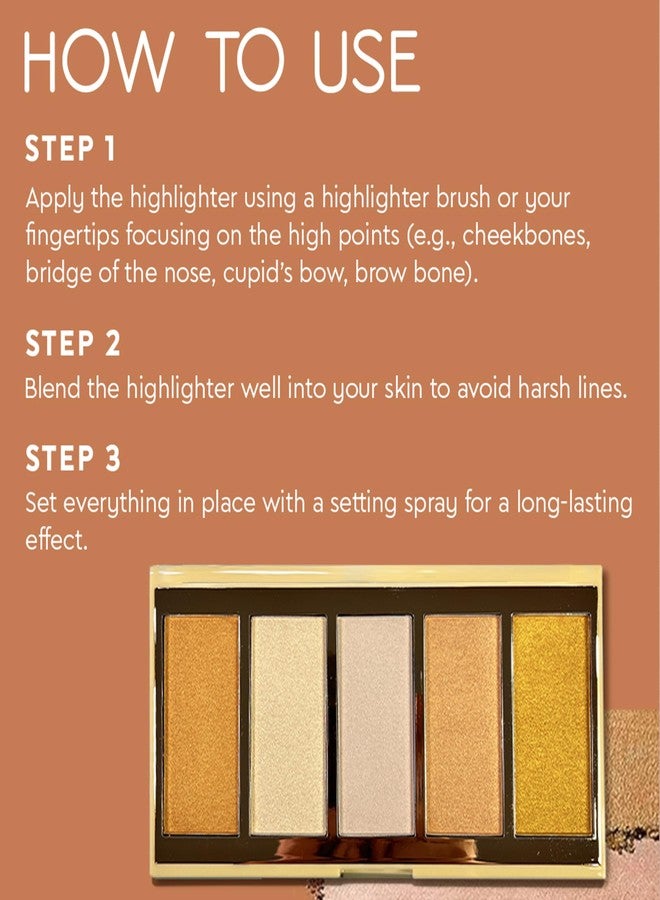 JUST GOLD Justgold Professional Collection Master Highlighter Palette #566 Ultra Blendable & Long Lasting Compact size - Image 4