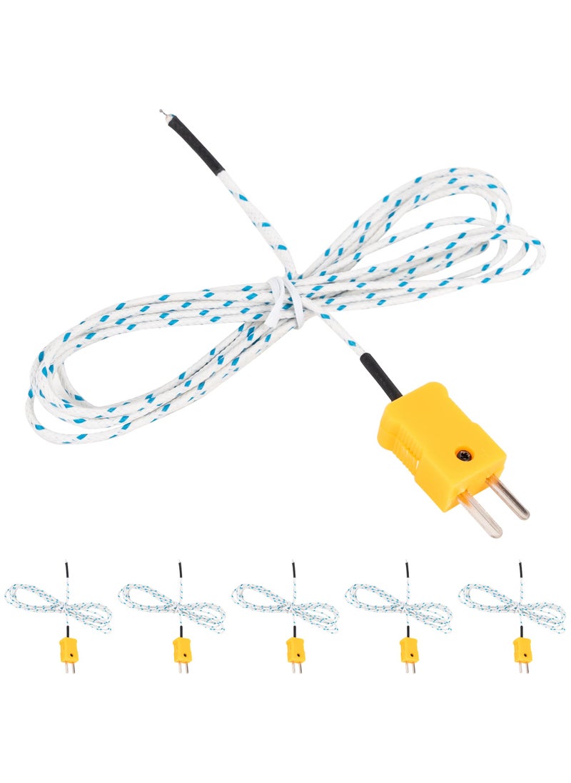 BlueStars BlueStars Pack of 5 Temperature Probe for TM902C Yellow or Orange Temperature Measuring Line 2m/78.74in Long - Measure Range -50°C to 400°C Used for K-Type Mini-Connector  - Image 1