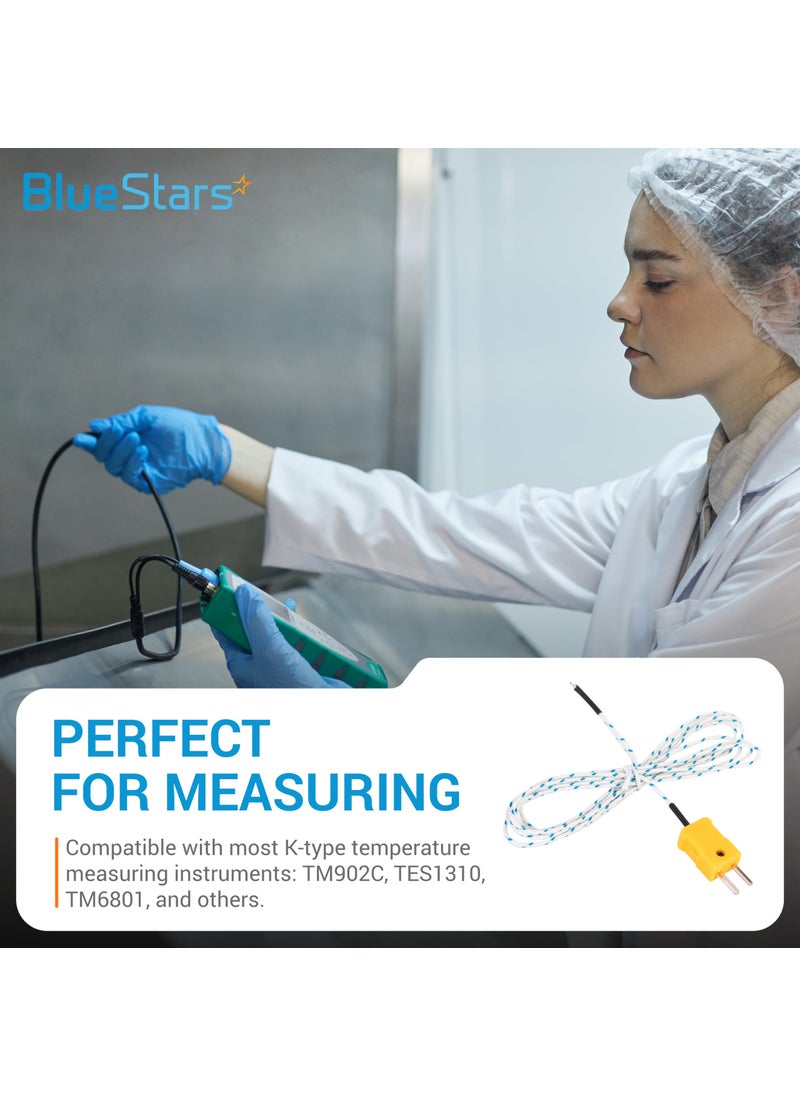 BlueStars BlueStars Pack of 5 Temperature Probe for TM902C Yellow or Orange Temperature Measuring Line 2m/78.74in Long - Measure Range -50°C to 400°C Used for K-Type Mini-Connector  - Image 5