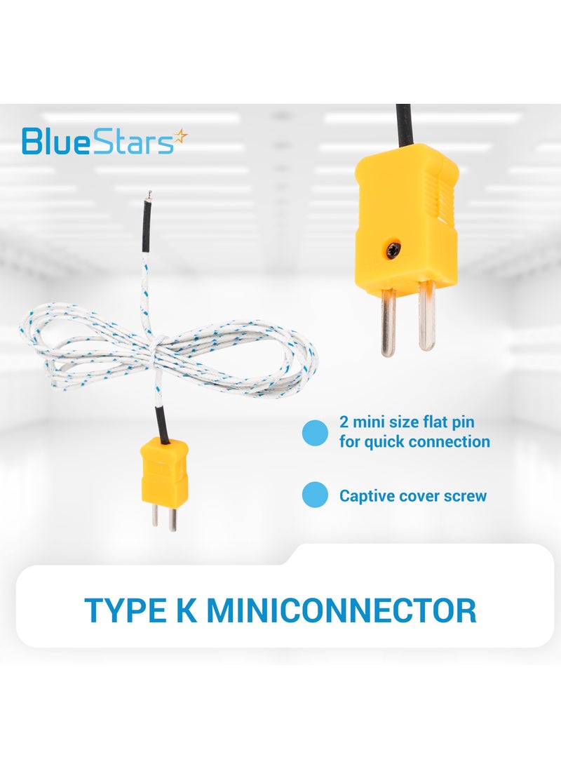BlueStars BlueStars Pack of 5 Temperature Probe for TM902C Yellow or Orange Temperature Measuring Line 2m/78.74in Long - Measure Range -50°C to 400°C Used for K-Type Mini-Connector  - Image 4