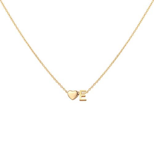 Glimmerst Initial Heart Necklace 18K Gold Plated Stainless Steel Tiny Heart Letter E Necklace Personalized Monogram Name Necklace for Women - Image 1