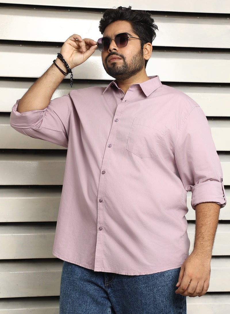 HIGH STAR Lavender Regular Fit Casual Shirt for Men, 100% Cotton - Image 1