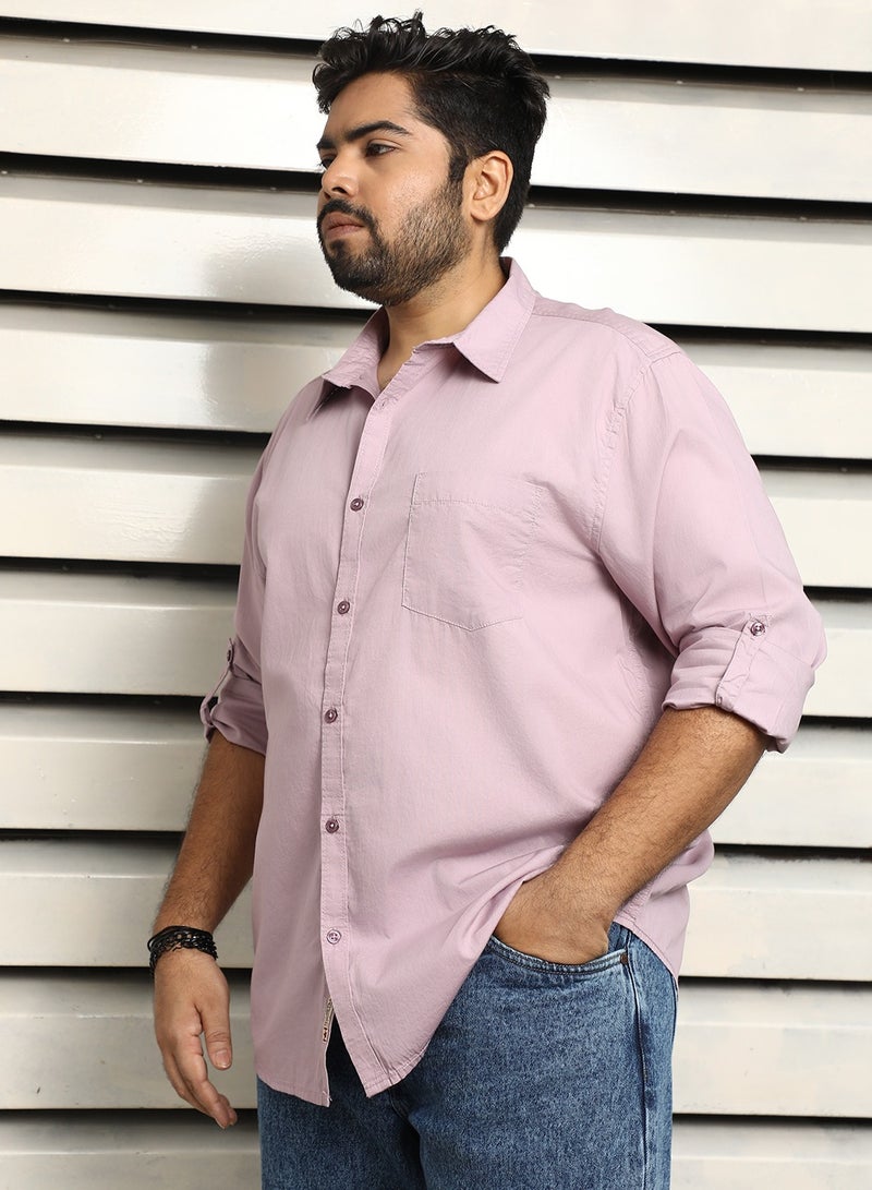 HIGH STAR Lavender Regular Fit Casual Shirt for Men, 100% Cotton - Image 3