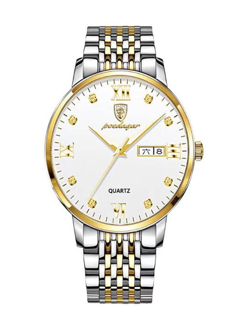 POEDAGAR Men’s Classic Stainless Steel Fashion Analog Quartz Watch 42mm - Image 1