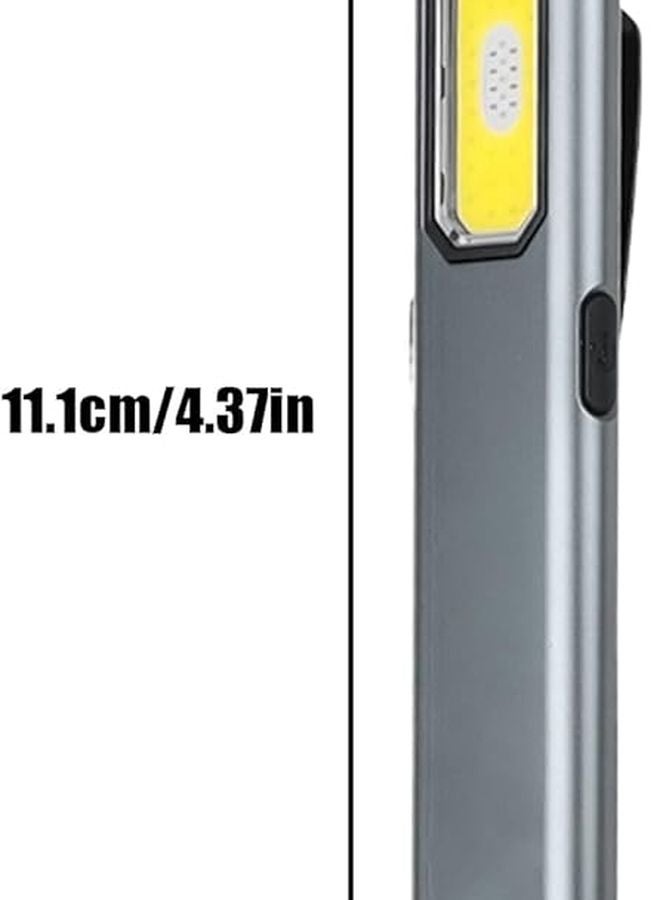Gray Portable LED Flashlight USB Rechargeable Clip On Light for Hiking Camping Travel - Image 3