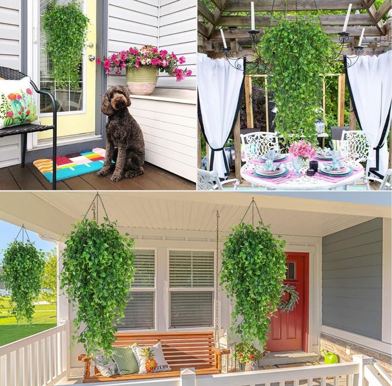 VRB Dec 2 Pcs Artificial Dry Baby's Breath Greenery Hanging Plants Vines Fake Ivy Hanging Flowers Vine Wall Hanging for Home Decor,Wall,Balcony Decoration. (2, Green Baby's Breath Fern Hanging) - Image 5