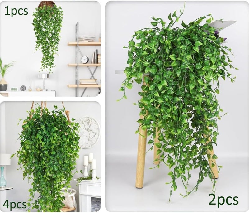 VRB Dec 2 Pcs Artificial Dry Baby's Breath Greenery Hanging Plants Vines Fake Ivy Hanging Flowers Vine Wall Hanging for Home Decor,Wall,Balcony Decoration. (2, Green Baby's Breath Fern Hanging) - Image 4