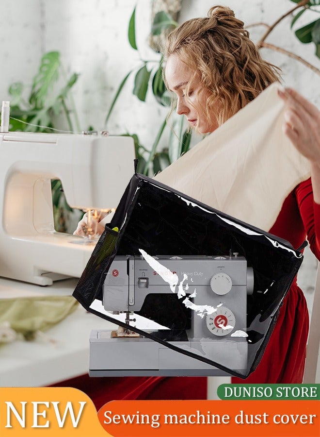DUNISO Folding sewing machine with storage bag for dust protection, equipped with storage bag, universal sewing machine dust bag protective cover, suitable for most standard sewing machines, visible transparent window  - Image 2