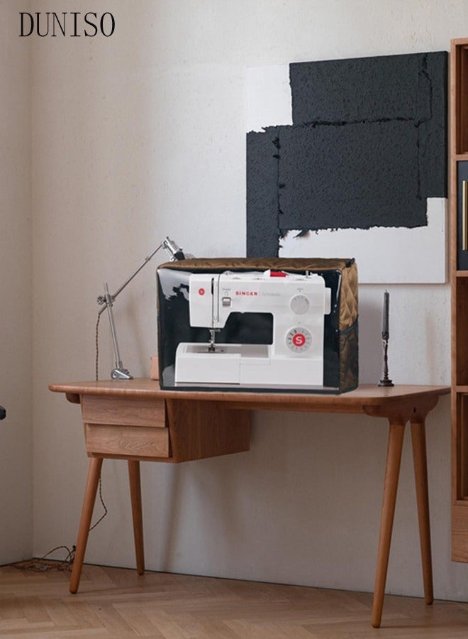 DUNISO Folding sewing machine with storage bag for dust protection, equipped with storage bag, universal sewing machine dust bag protective cover, suitable for most standard sewing machines, visible transparent window  - Image 3
