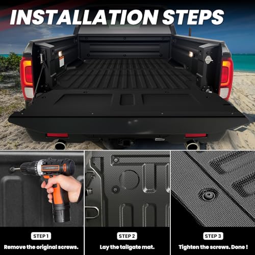 LASFIT Tailgate Mat for Honda Ridgeline 2017 2018 2019 Tailgate Liner, Custom Fit Anti-Scratch Anti-Slip Easy Installation TPE All Weather Tailgate Protector Cover, Black - Image 5