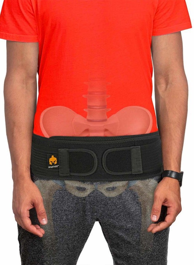 Sparthos Sacroiliac Si Hip Belt Relief from Si Joint, Sciatica, Pelvis, Lower Back Pain - Support Brace for Women and Men - for Sacral Nerve, Hip Loc Tilt Up Belts Braces (Black-REG) - Image 1