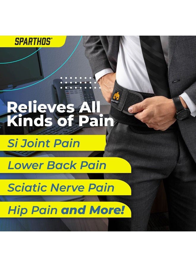Sparthos Sacroiliac Si Hip Belt Relief from Si Joint, Sciatica, Pelvis, Lower Back Pain - Support Brace for Women and Men - for Sacral Nerve, Hip Loc Tilt Up Belts Braces (Black-REG) - Image 4