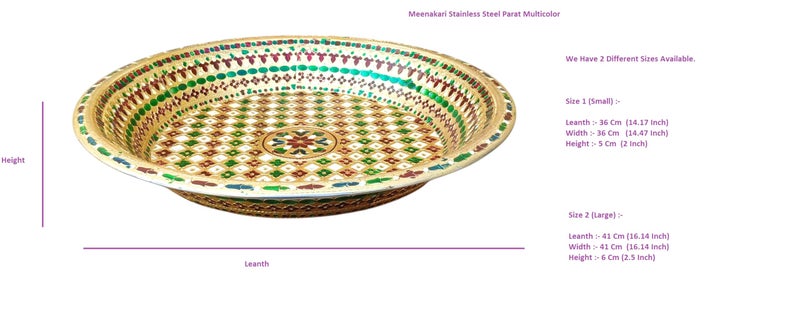 Crafts World عالم الحرف الأعمال اليدوية صينية ميناكاري من الفولاذ المقاوم للصدأ (ذهبي) صينية ميناكاري (الحجم 2 (كبير)) - Image 4