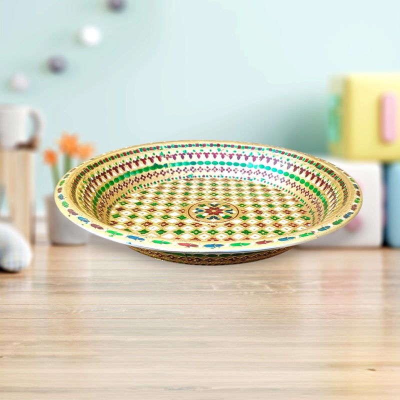 Crafts World عالم الحرف الأعمال اليدوية صينية ميناكاري من الفولاذ المقاوم للصدأ (ذهبي) صينية ميناكاري (الحجم 2 (كبير)) - Image 2