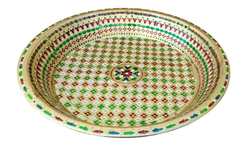 Crafts World عالم الحرف الأعمال اليدوية صينية ميناكاري من الفولاذ المقاوم للصدأ (ذهبي) صينية ميناكاري (الحجم 2 (كبير)) - Image 3