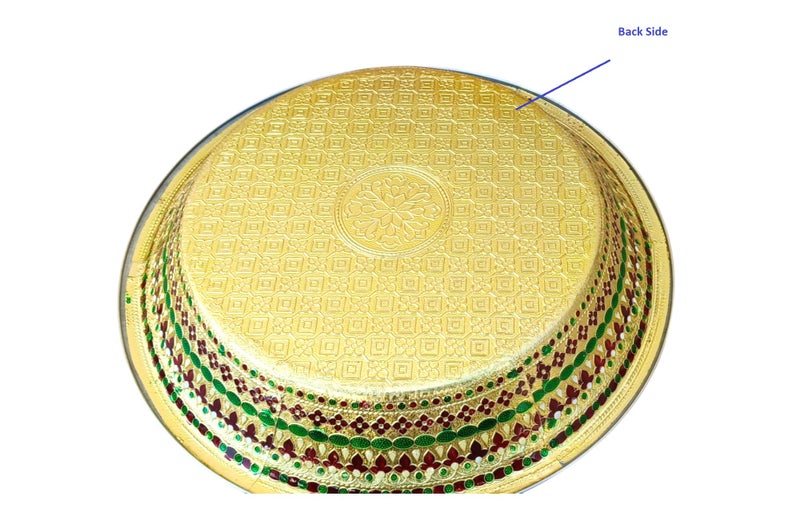 Crafts World عالم الحرف الأعمال اليدوية صينية ميناكاري من الفولاذ المقاوم للصدأ (ذهبي) صينية ميناكاري (الحجم 2 (كبير)) - Image 5