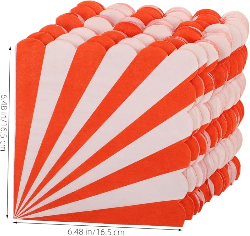 16 قطعة مناديل ورقية مخططة ذات حواف متموجة للاستخدام لمرة واحدة، مناسبة لحفلات أعياد الميلاد والتخرج والكوكتيل. - Image 3