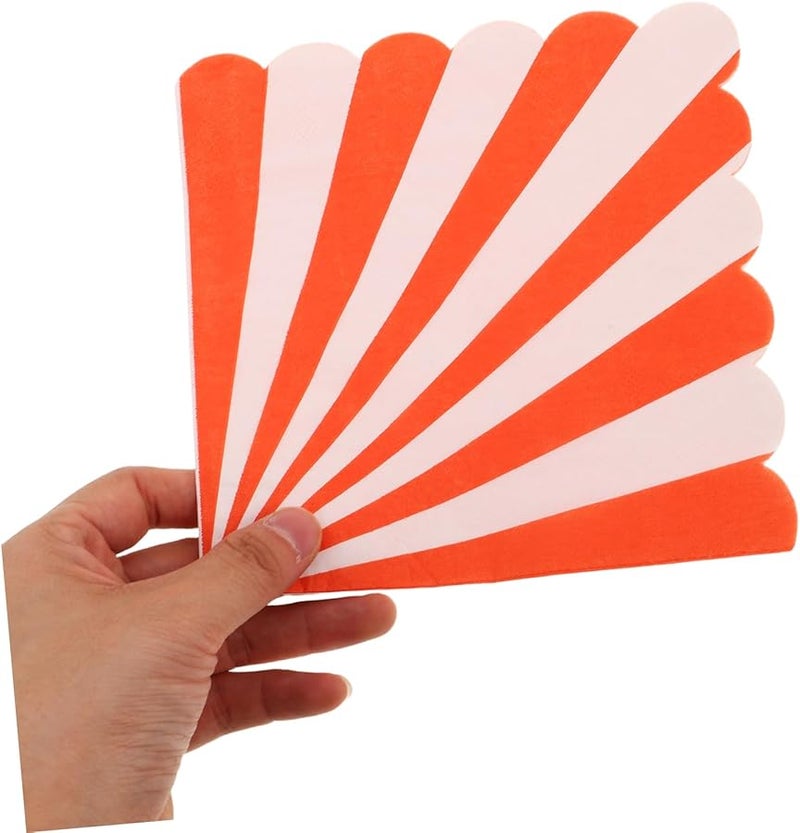 16 قطعة مناديل ورقية مخططة ذات حواف متموجة للاستخدام لمرة واحدة، مناسبة لحفلات أعياد الميلاد والتخرج والكوكتيل. - Image 5