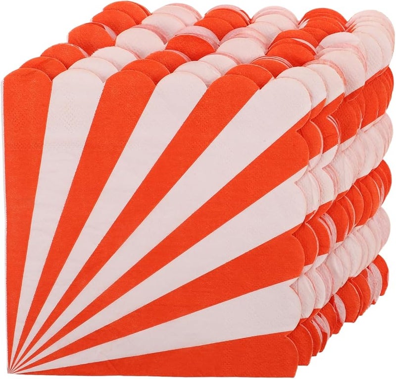 16 قطعة مناديل ورقية مخططة ذات حواف متموجة للاستخدام لمرة واحدة، مناسبة لحفلات أعياد الميلاد والتخرج والكوكتيل. - Image 2