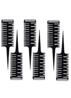 Kaf 6 Pcs 3Way Weaving & Sectioning Foiling Comb Professional 3Sided Highlighting Sectioning Comb For Hair Coloring Highlighting Balayage Microbraiding